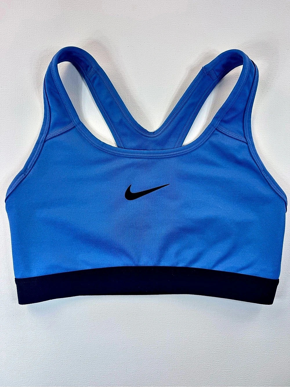 Nike Dri FIT Swoosh Sports Bra Blue Athletic Racerback Support Women’s Small